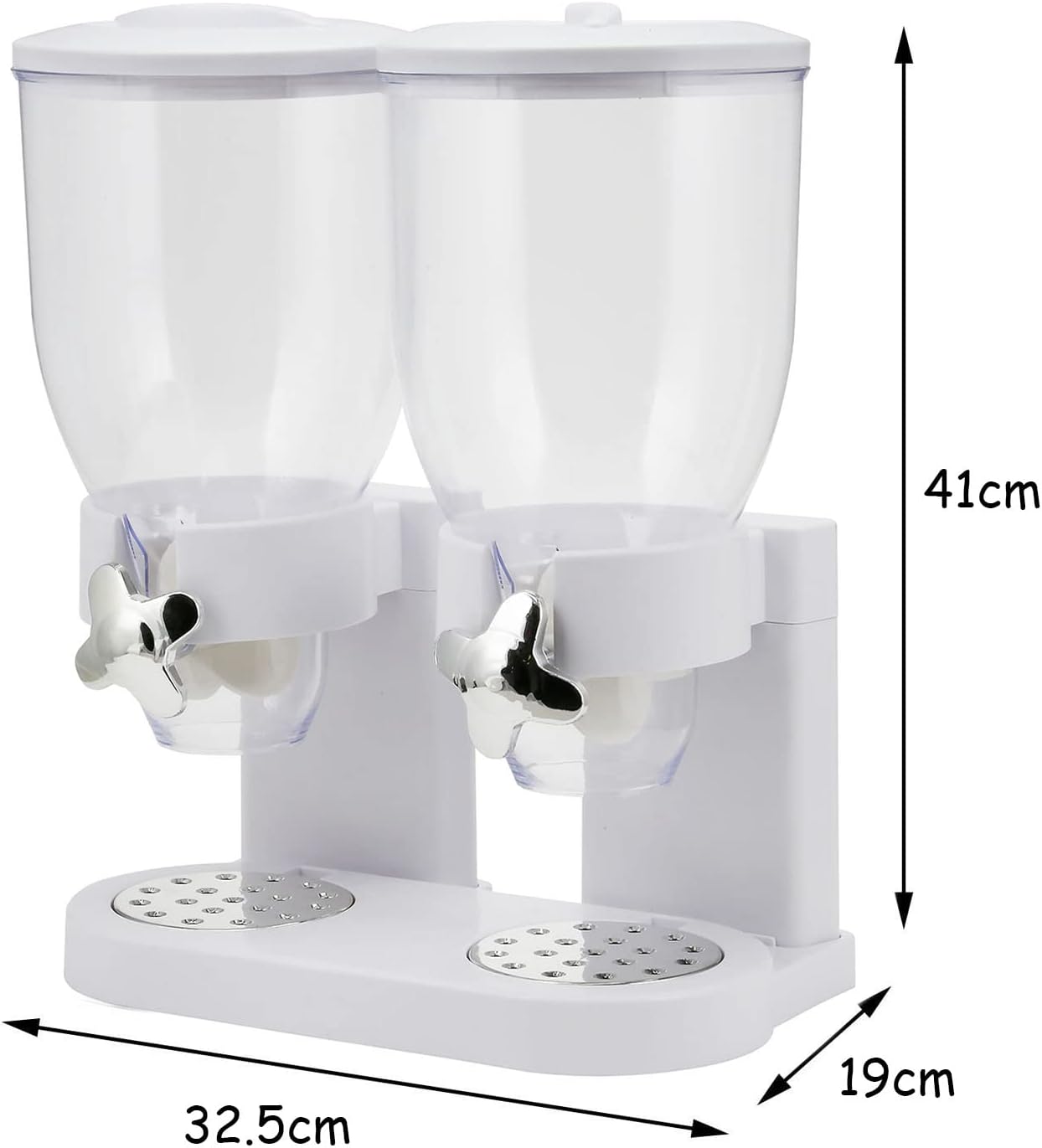 Airtight Cereal Indispensable Dry Food Dispenser Storage Box 20lbs Cereal Dispenser Wall Mounted Single Double Cereal Dispenser (WHITE)