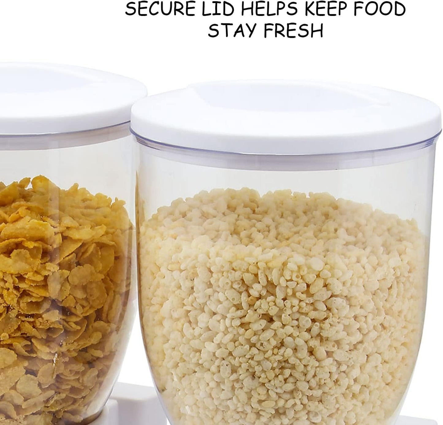 Airtight Cereal Indispensable Dry Food Dispenser Storage Box 20lbs Cereal Dispenser Wall Mounted Single Double Cereal Dispenser (WHITE)