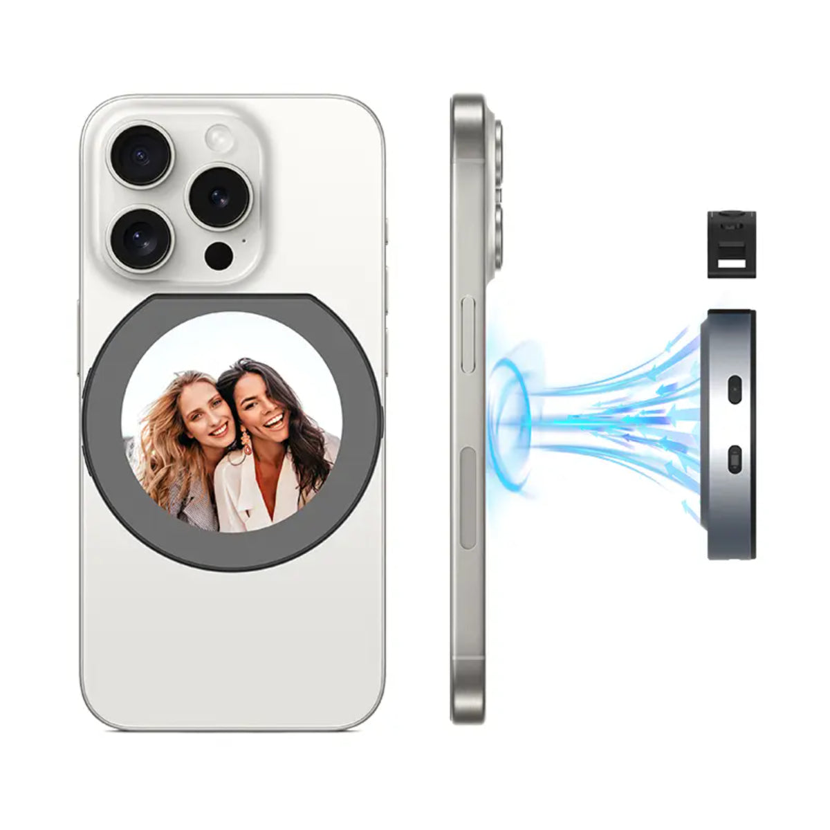 Magnetic Phone Selfie Monitor with Bluetooth Remote Control, HD Screen Display, Phone & Android Compatible, Wireless Screen Mirroring