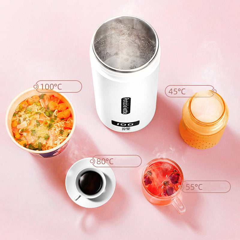 PORTABLE KETTLE Digital Electric Travel Kettle, 500ML Insulated Water Heater with LCD Display, Keep Warm Function, White