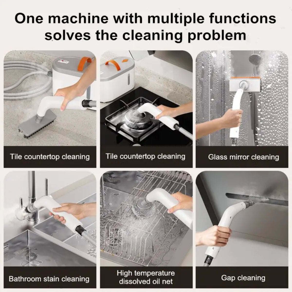 Multi-Function Steam Cleaner, 105°C High-Temperature, 2.6 Bar Pressure, with Brush Head and Glass Scraper for Home Appliances