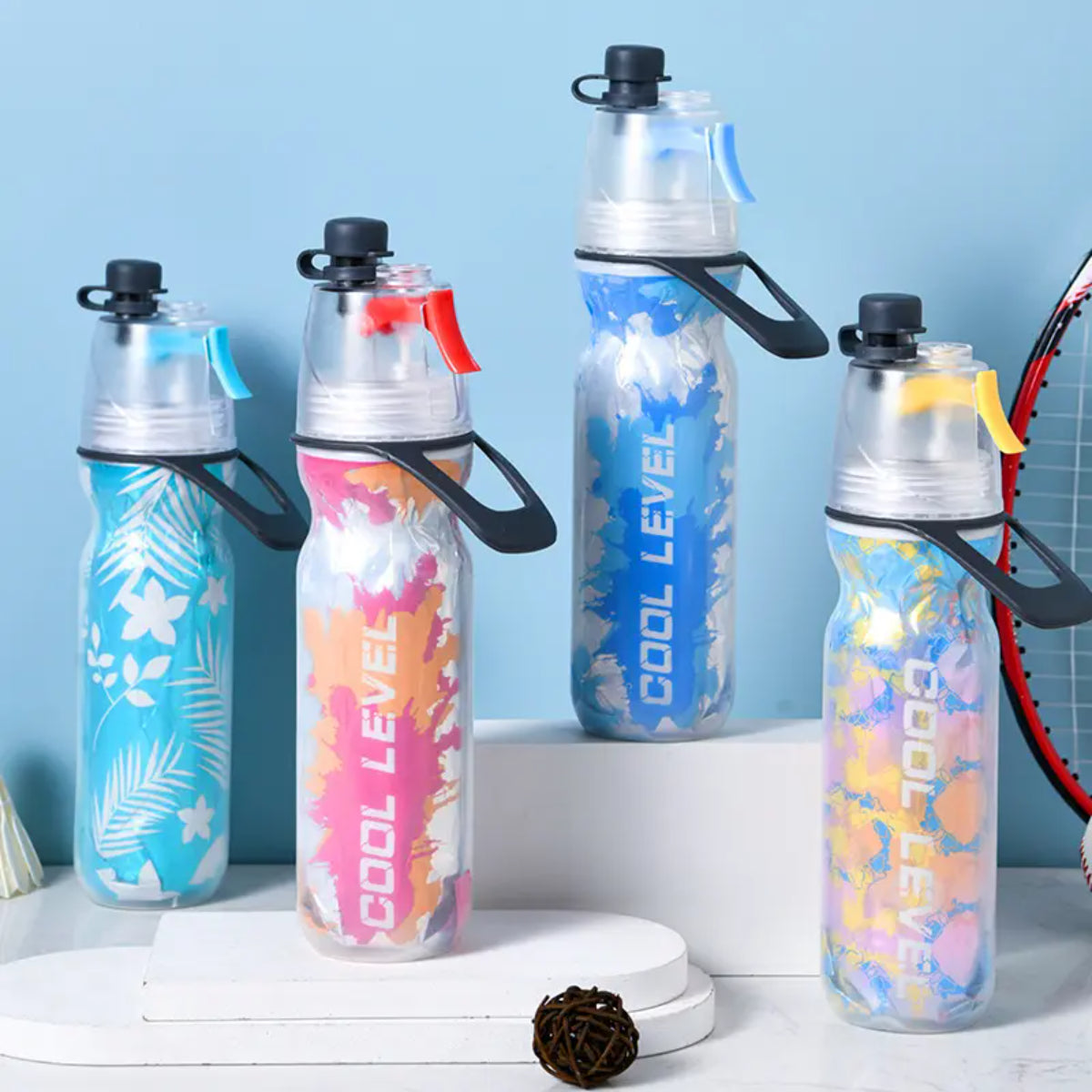 Insulated Sports Misting Water Bottle, Three-Layer Cold Insulation, Spray Lock Design, Portable for Hiking, Cycling, Camping