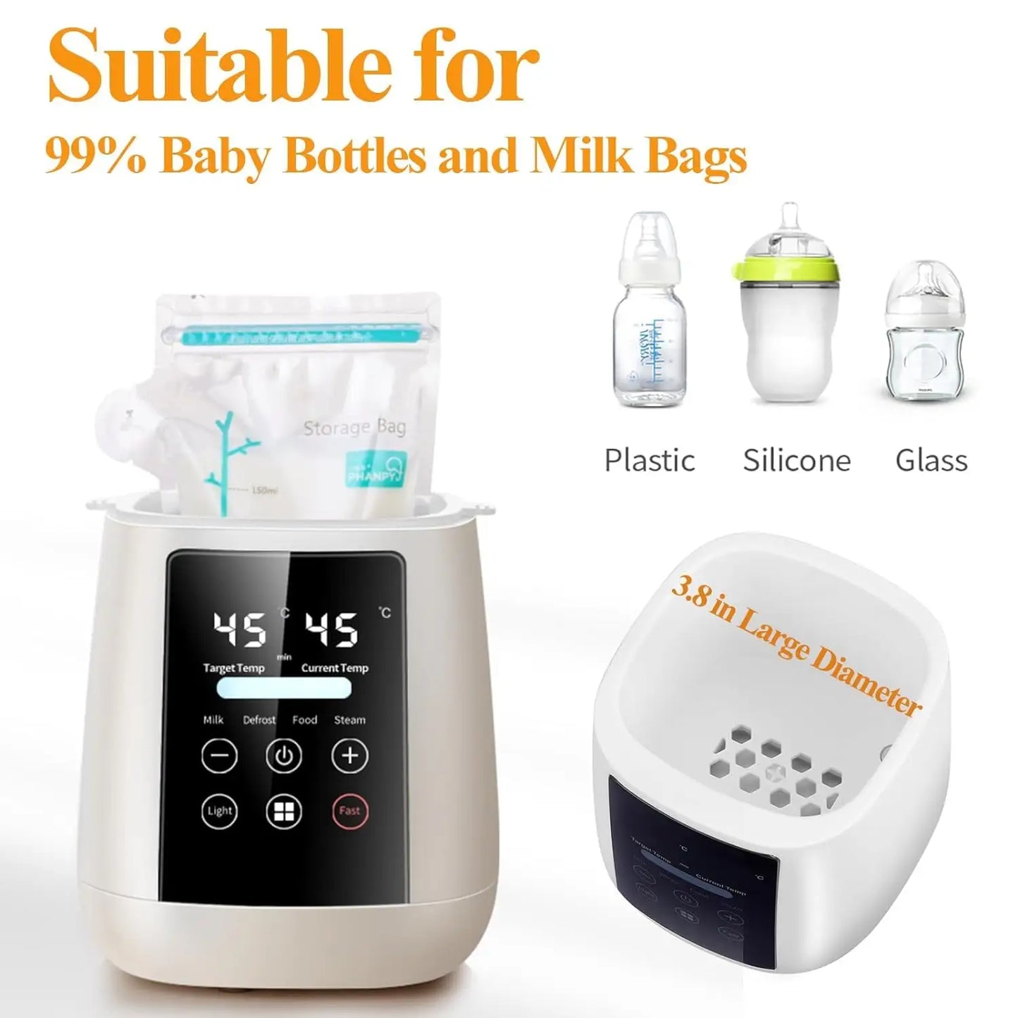 Digital Baby Bottle Warmer and Steriliser, 9-in-1 Multi-Function with LCD Display, Fast Warming, Steam Sterilisation, Food Heating, 48H Thermostat