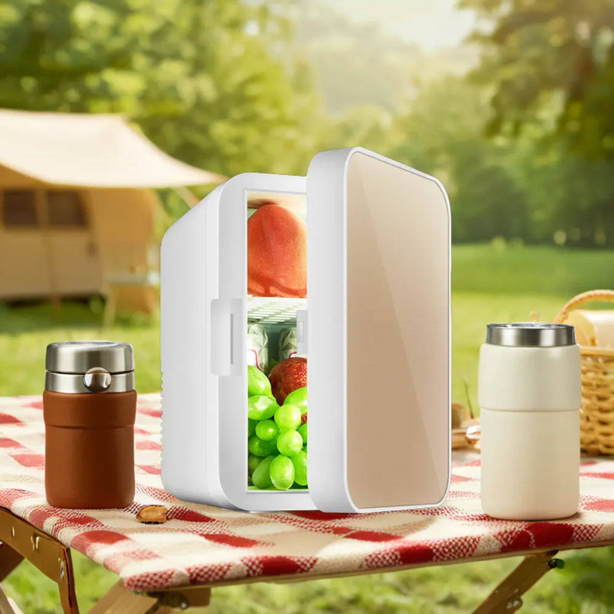 Mini Fridge 8L, Portable Cooler and Warmer for Beverages and Skincare, Multi-Purpose Storage for Car and Home.