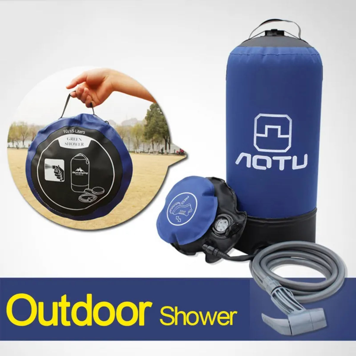 11L PVC Pressure Shower with Foot Pump Lightweight Outdoor Inflatable Shower Pressure Shower Water Bag For Outdoors Beach Camping Hiking Bathing