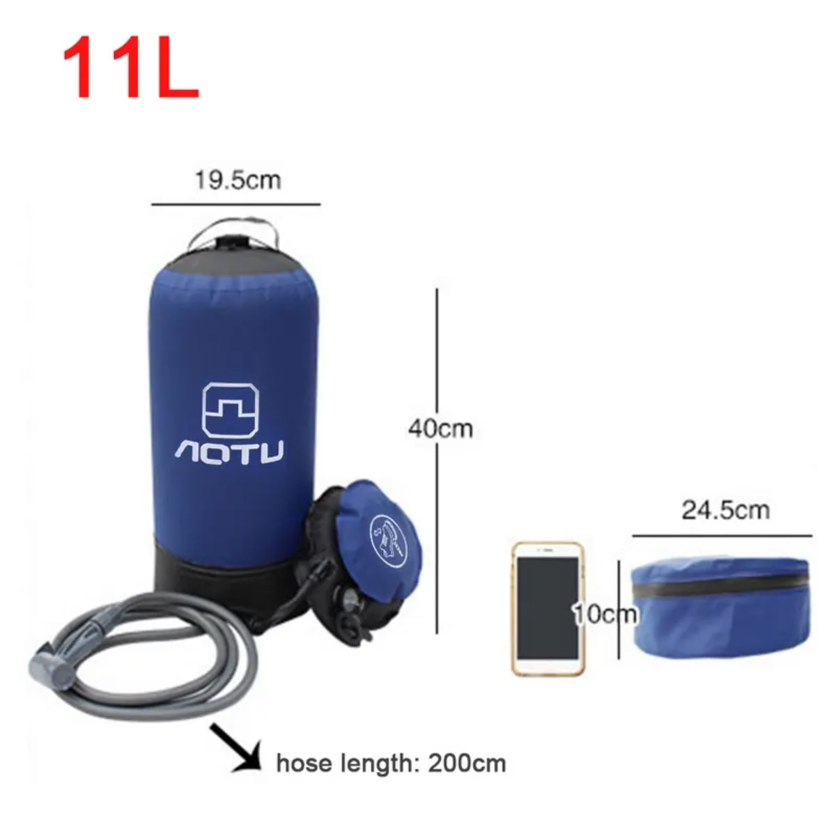 11L PVC Pressure Shower with Foot Pump Lightweight Outdoor Inflatable Shower Pressure Shower Water Bag For Outdoors Beach Camping Hiking Bathing