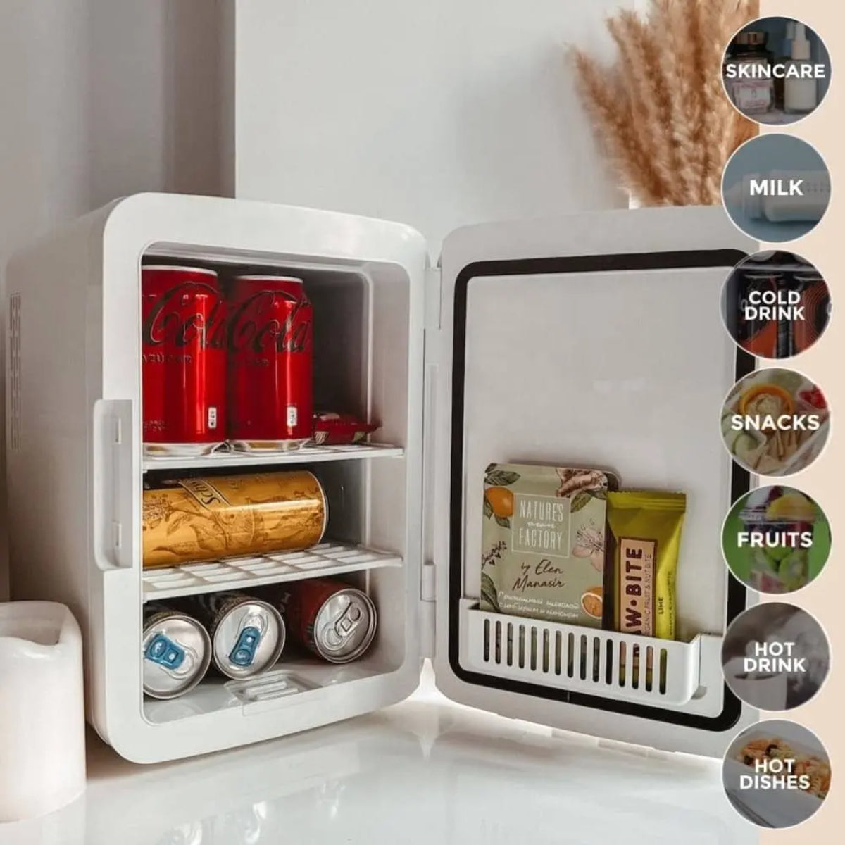 Mini Fridge 8L, Portable Cooler and Warmer for Beverages and Skincare, Multi-Purpose Storage for Car and Home.