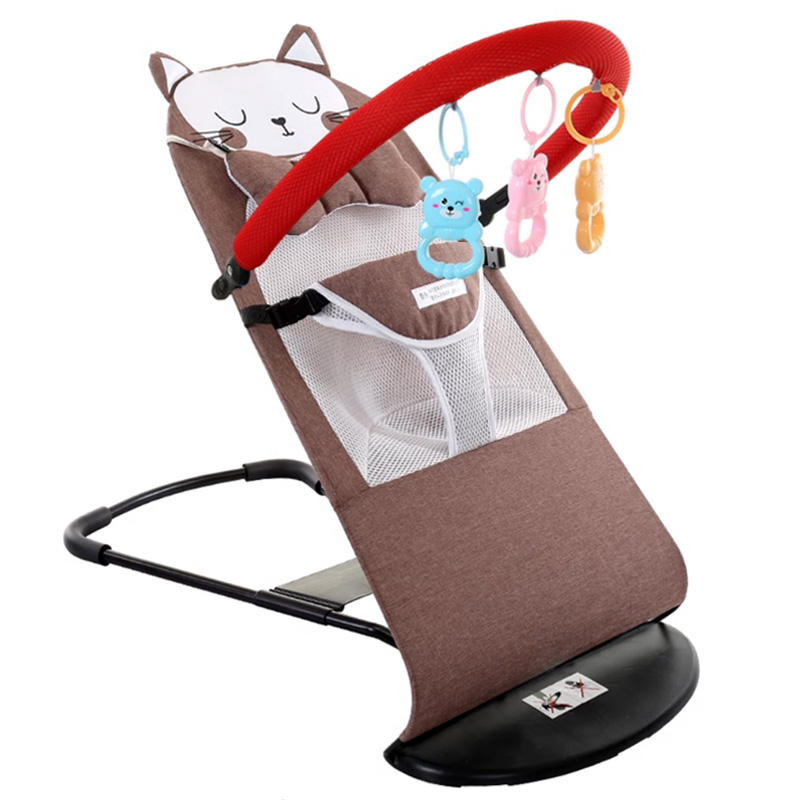 Little Hopper Baby Bouncer Chair, Foldable Rocker with Music and Light, Washable Fabric – Balance Support Baby Carrier & Crib Cat Design with Toy Bar, 0+ Months