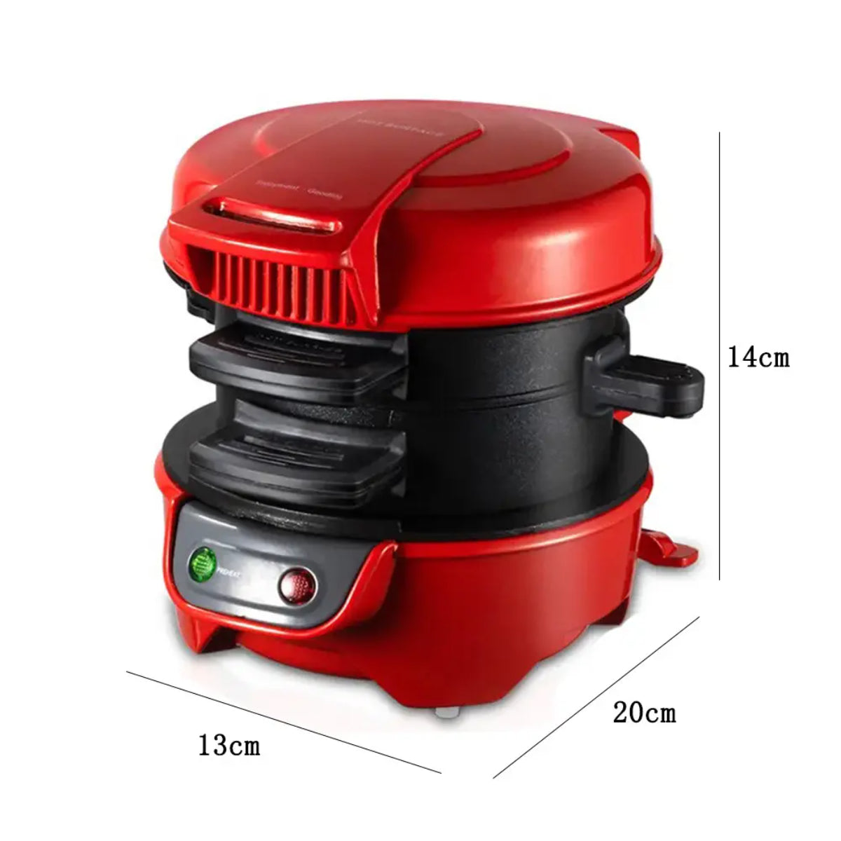 3-in-1 Electric Breakfast Sandwich Maker, Hamburger Grill Machine, Non-Stick Cooking Plates, Red and Black