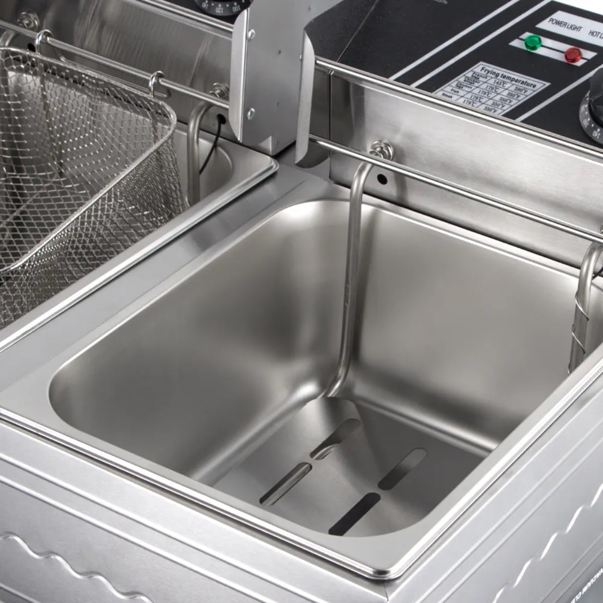 Commercial Double Deep Fryer, 5.5L + 5.5L Capacity, Stainless Steel Electric Fryer with Temperature Control