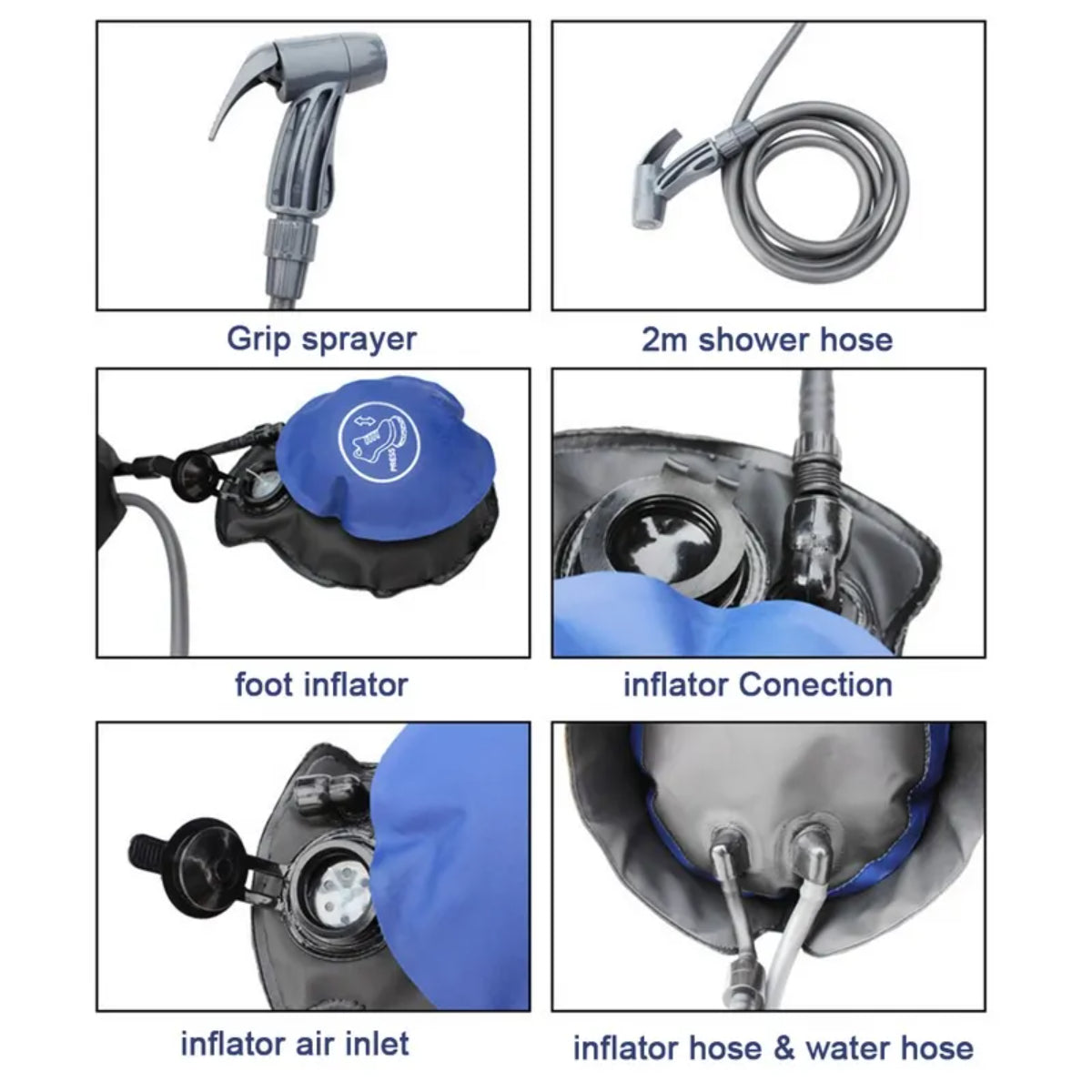 11L PVC Pressure Shower with Foot Pump Lightweight Outdoor Inflatable Shower Pressure Shower Water Bag For Outdoors Beach Camping Hiking Bathing