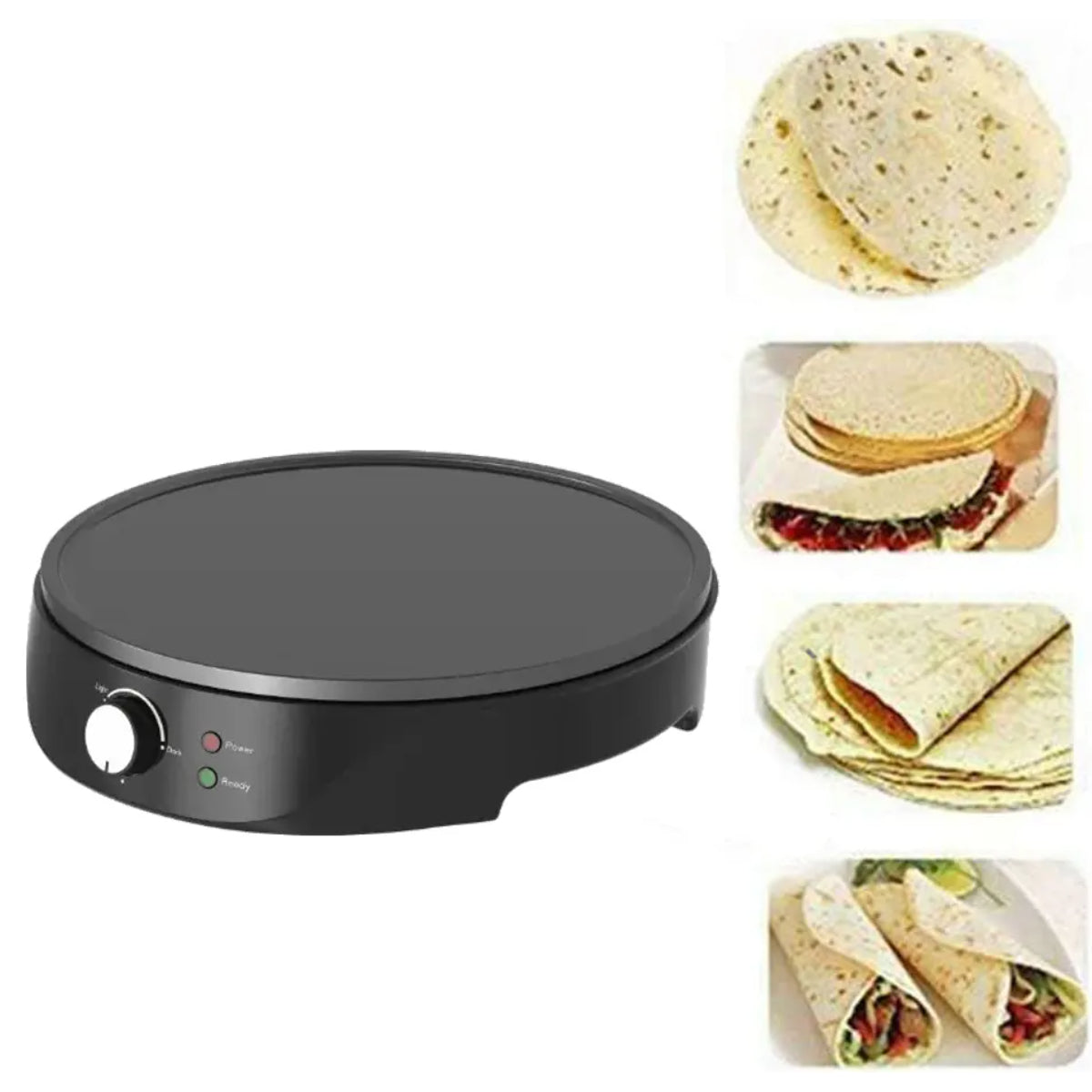 Non-Stick Pan for Dosa, Pancake, Flatbreads, Crepe Maker Multi-Purpose Skillet for Grilling & Cooking, Easy Clean, Even Heat Distribution, Perfect for Breakfast & Snack 1000W
