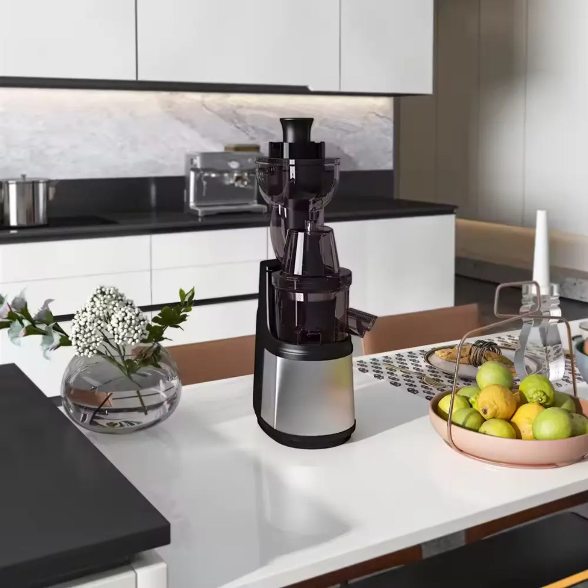 Juice Extractor 3-in-1 Cold Press Juicer Machine, Stainless Steel Multi-Function Slow Juice Maker for Fruits/Vegetables, Orange Juice Maker for Home, Office, Cafe, Restaurant