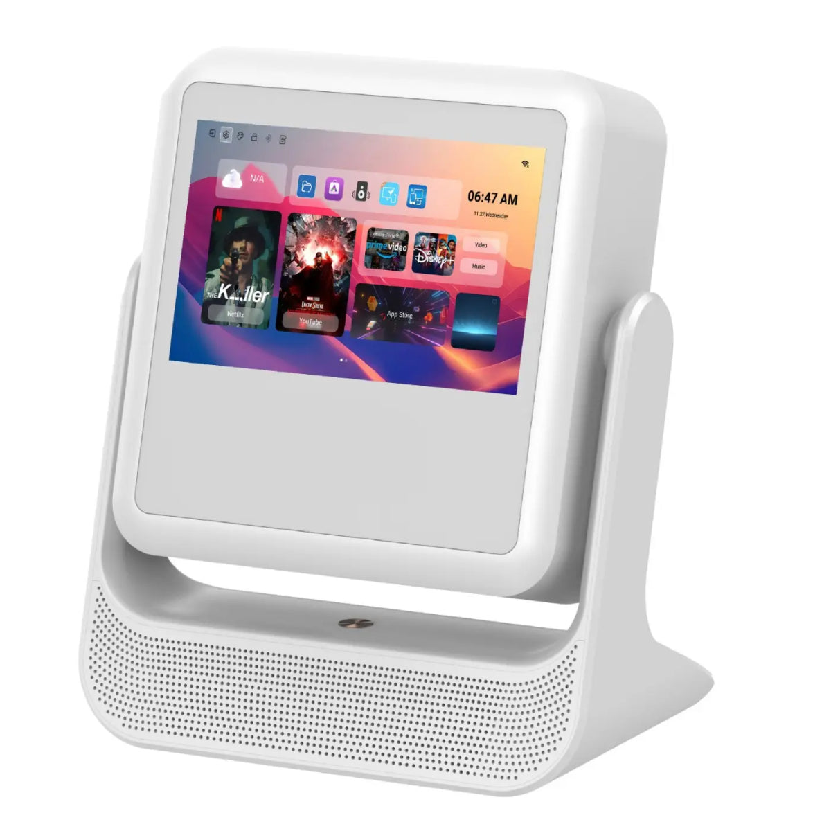 Smart Touch Screen Projector, 1080P Full HD, 11000 Lumens, 130-inch Display, Dual WiFi 5G/2.4G, Built-in 10W Stereo Speakers, White