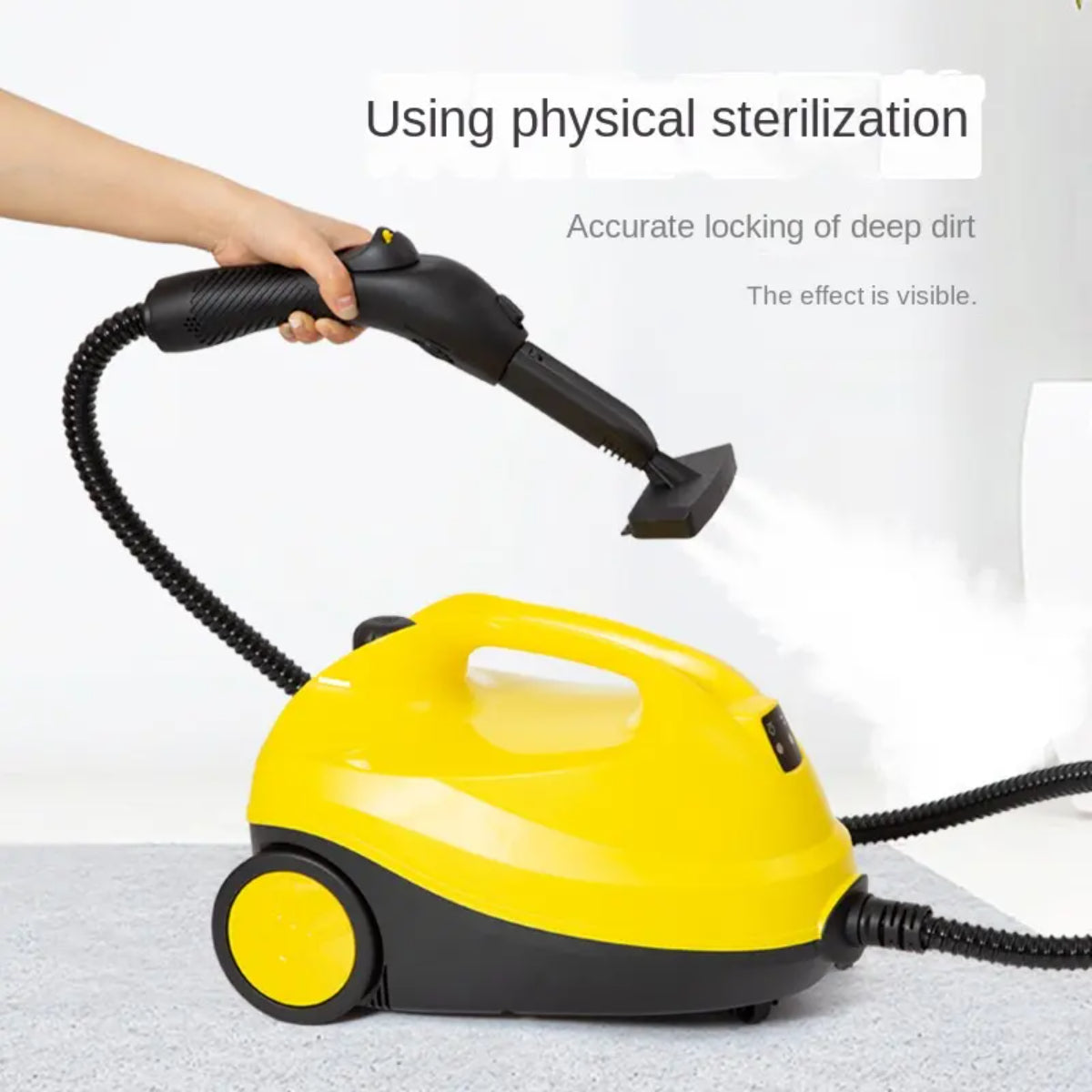 Multi-Purpose Steam Cleaner, 1000W, 250ml Tank, 40-Second Heat-Up, Chemical-Free Cleaning for Floors and Surfaces, Yellow and Black