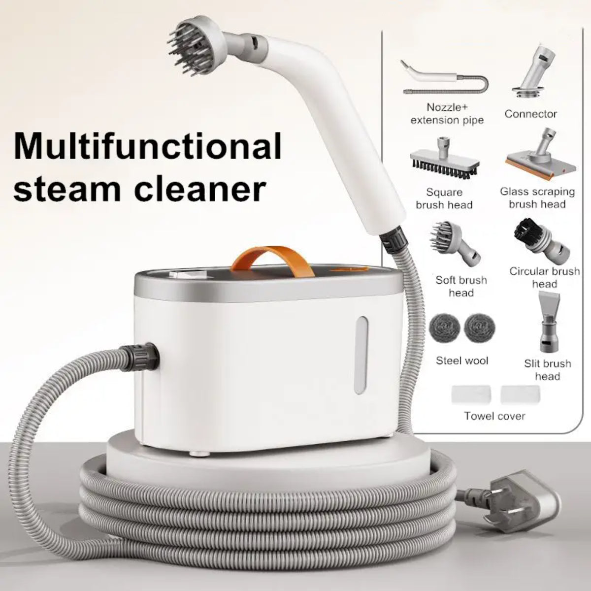 Multi-Function Steam Cleaner, 105°C High-Temperature, 2.6 Bar Pressure, with Brush Head and Glass Scraper for Home Appliances