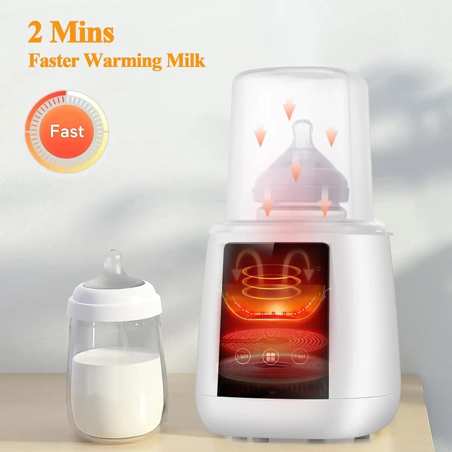Digital Baby Bottle Warmer and Steriliser, 9-in-1 Multi-Function with LCD Display, Fast Warming, Steam Sterilisation, Food Heating, 48H Thermostat