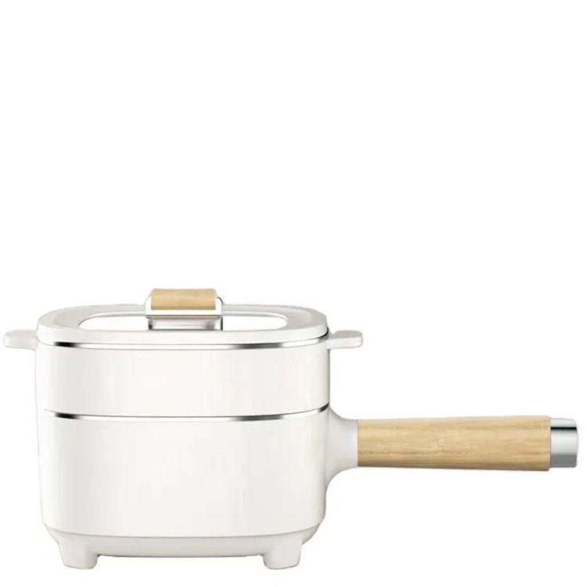 Electric Mini Hot Pot, 2L Capacity, 1000W Multi-Function Cooking Pot with Steam Rack, White