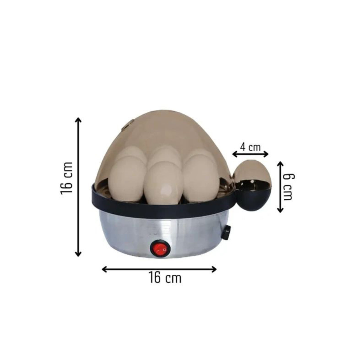 Electric Egg Boiler, 7 Eggs Capacity, Auto Shut Off, 16 cm x 16 cm, Soft Medium Hard Boiled
