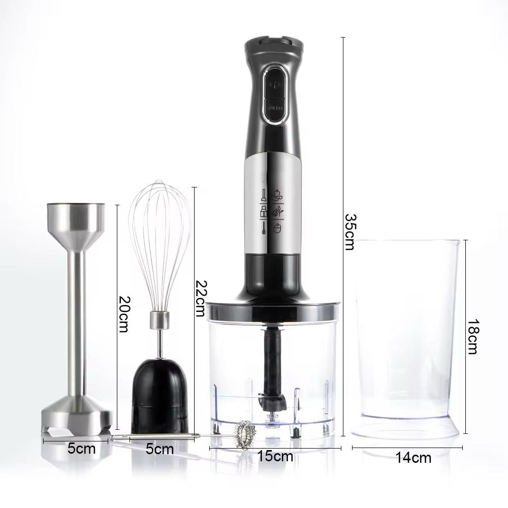 5-in-1 Electric Hand Blender Set, 1500W Stainless Steel, Infinite Speed Control with Whisk and Chopper