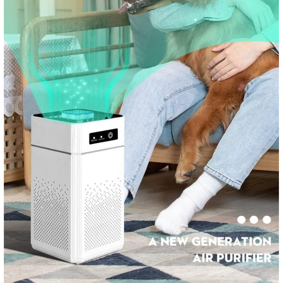 Desktop Air Purifier with Negative Ion Technology, 3-Speed Settings, LED Indicator, White