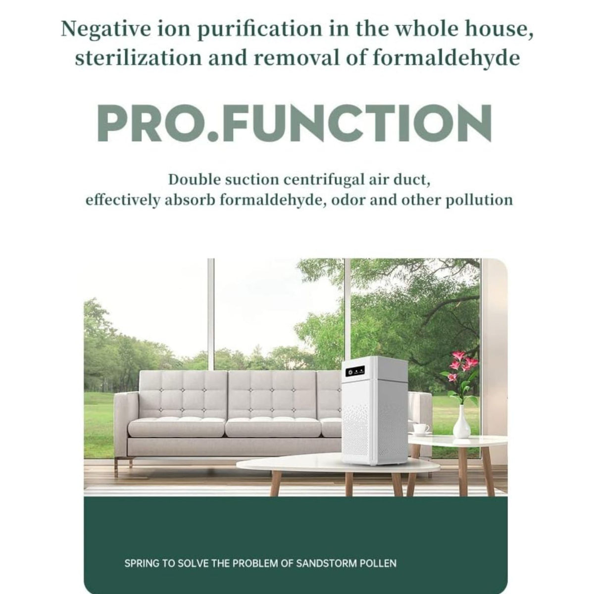 Desktop Air Purifier with Negative Ion Technology, 3-Speed Settings, LED Indicator, White