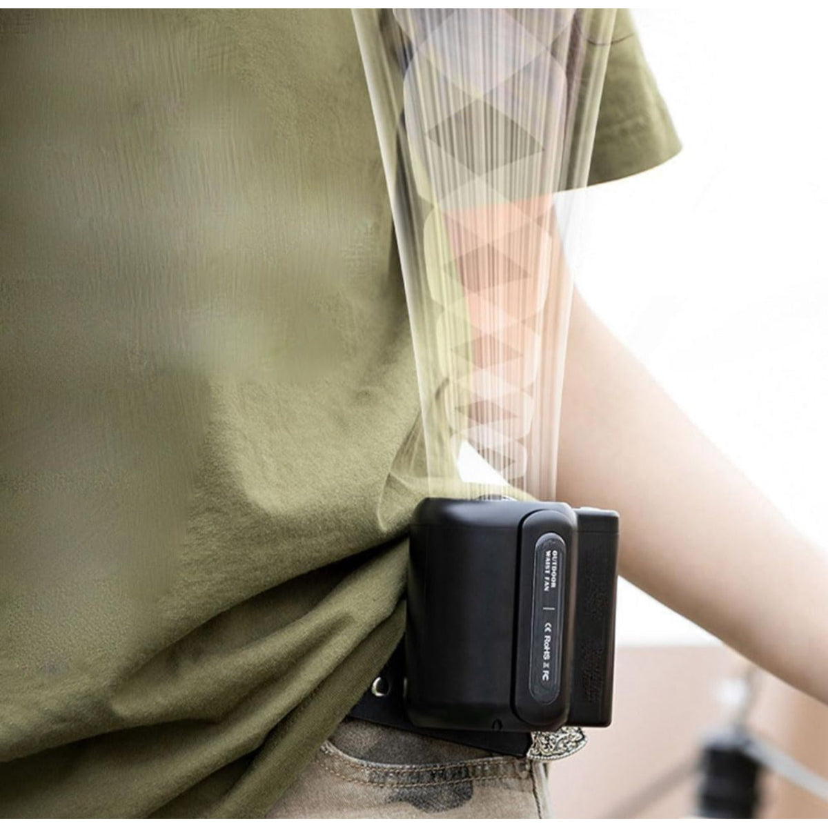 Portable Waist Clip Fan, 3 Speed Settings, USB Type-C Rechargeable, Dual Head Design, Strong Airflow, Wearable Personal Cooling Device