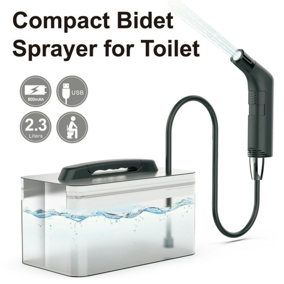 Portable Bidet,For Travel Shattaf | Portable Shattaf Rechargeable, Travel Camping Bidet Shower Sprayer Travel bidet shattaf shataf almusafir (Water Tank, Black)