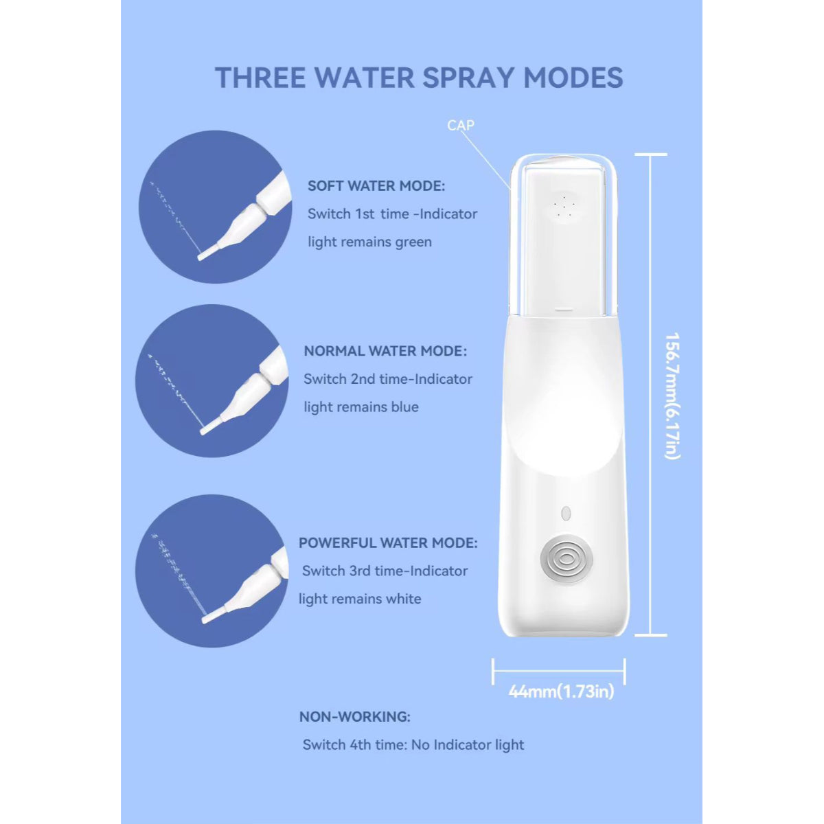 Portable Electric Bidet Sprayer, 3 Speed Settings, 350ml Reservoir, USB Type-C Charging, White