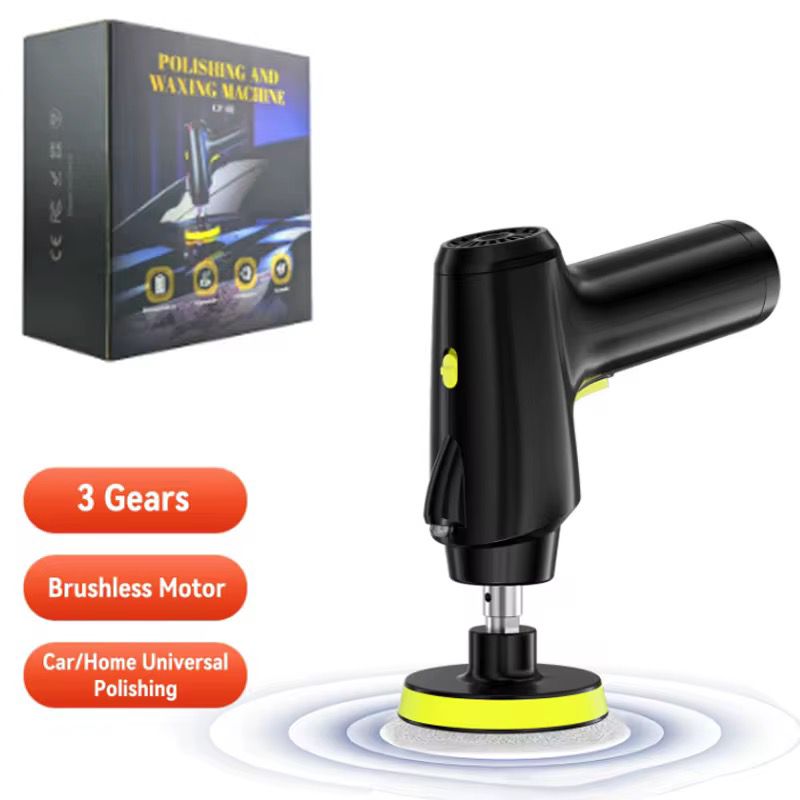 Cordless Car Polishing Machine, 3-Speed Brushless Motor, 2000mAh Battery, LED Display with Flashlight, 3 Polishing Heads
