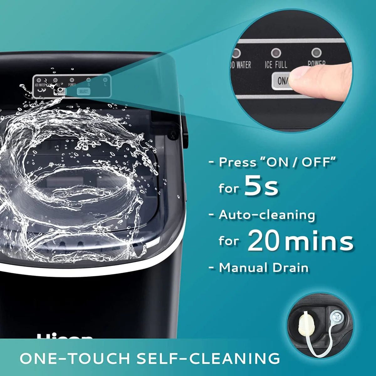 Countertop Ice Maker, Portable Nugget Ice Machine, 34Lbs/24H Production, 6 Minutes Quick Ice Making, Self-Cleaning, Black