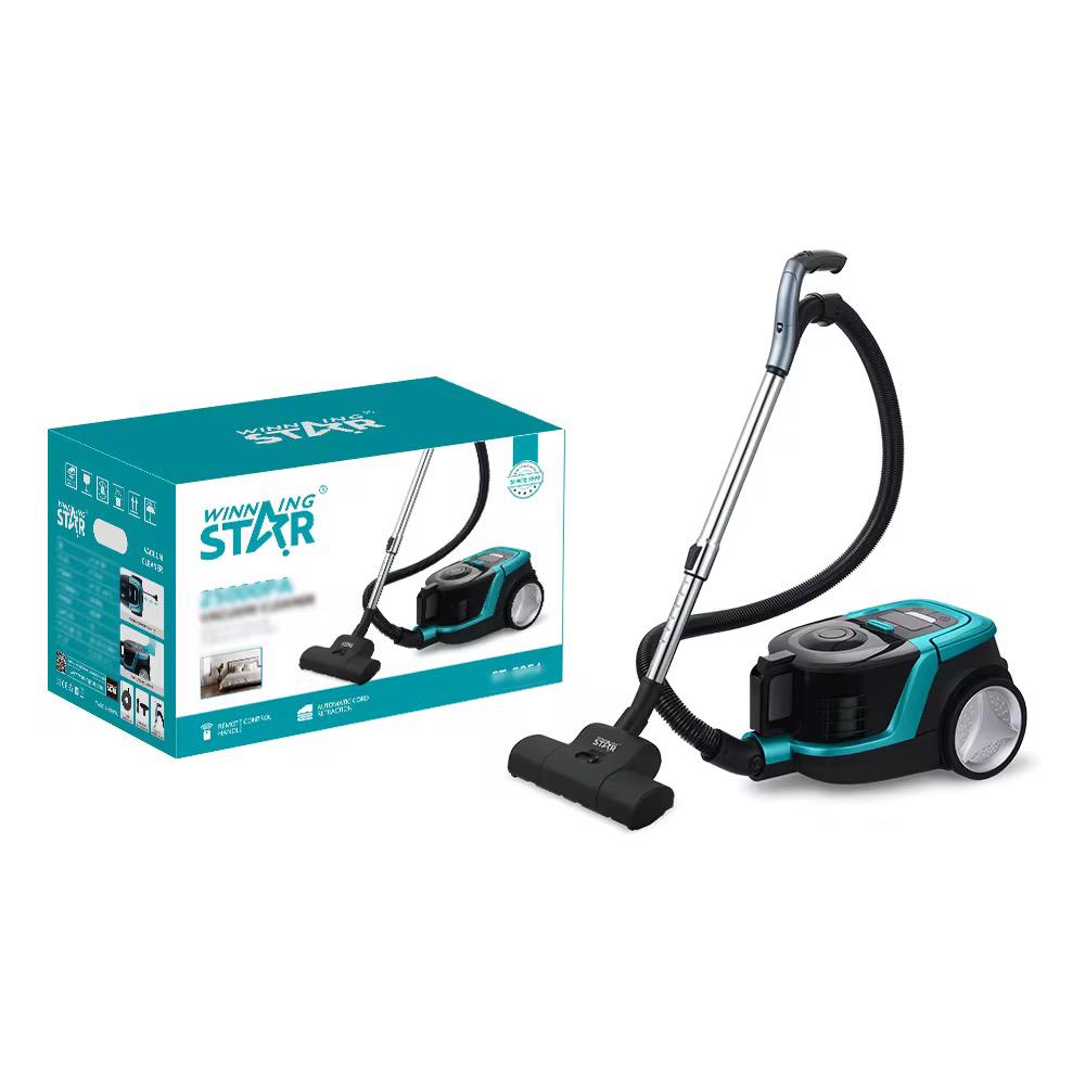 Bagless Vacuum Cleaner, 2500W, Remote Control Handle, 4.5m Cord, LED Display, Automatic Cord Retraction, Black/Turquoise