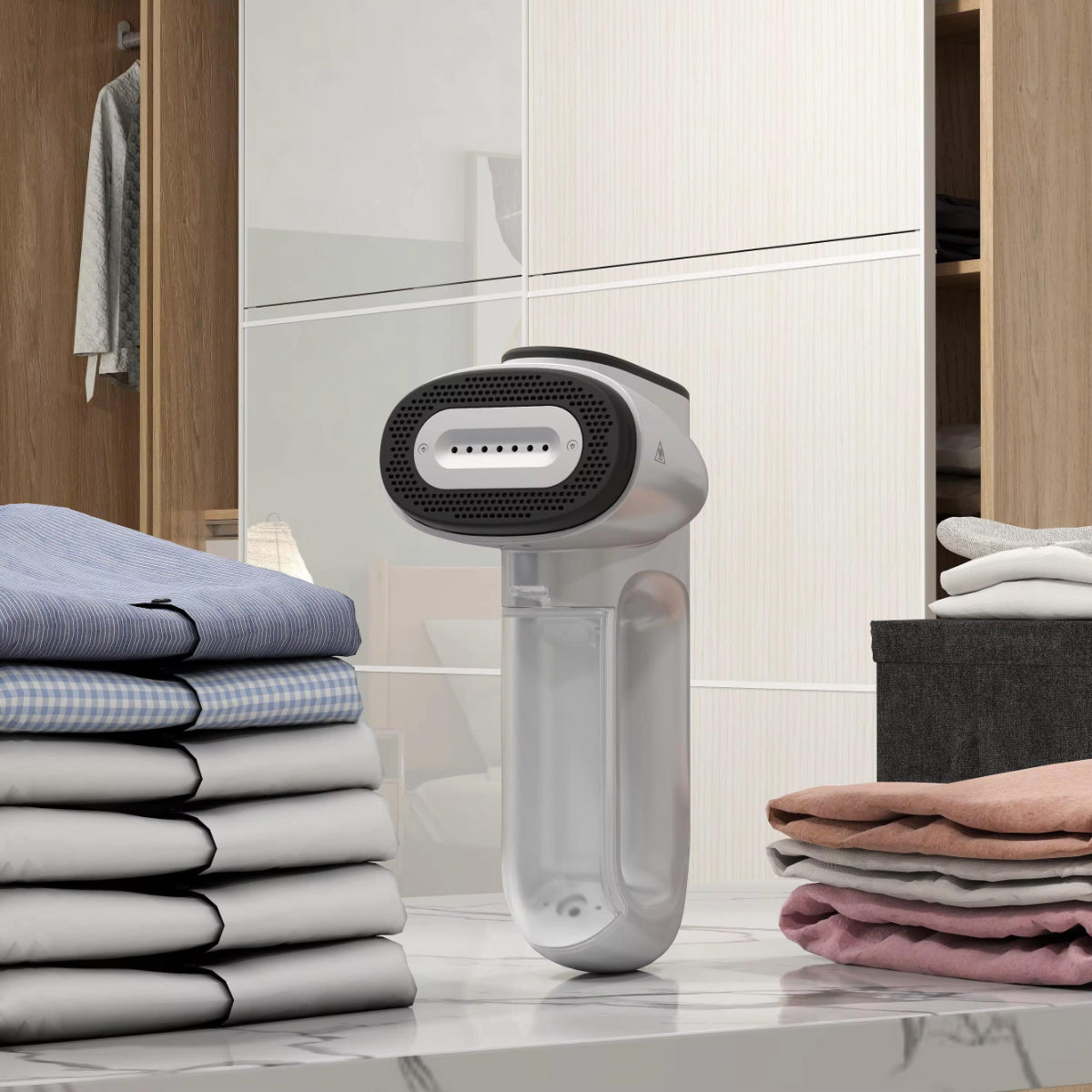 Portable Handheld Garment Steamer Iron, 95ml Removable Water Tank, Vacuum Suction Technology, White