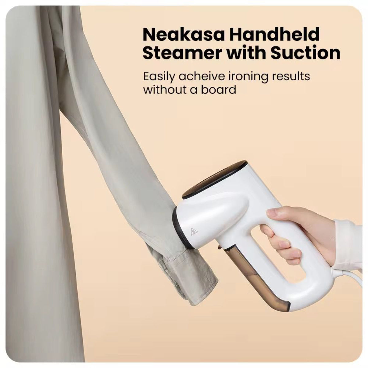 Portable Handheld Garment Steamer Iron, 95ml Removable Water Tank, Vacuum Suction Technology, White