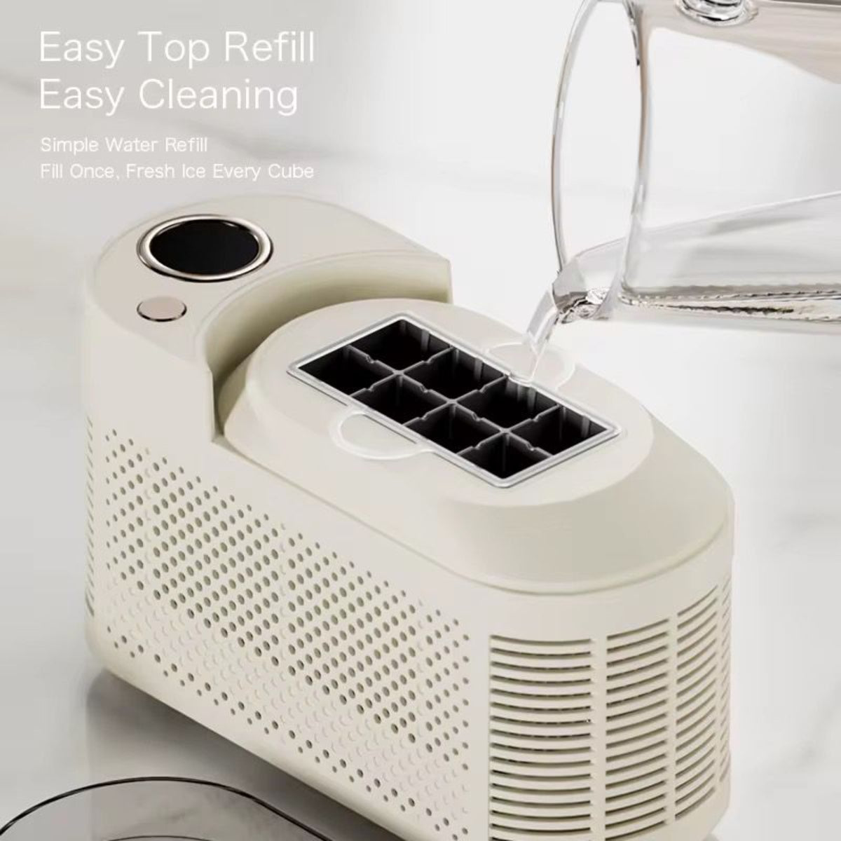 Portable Desktop Ice Maker, 8 Cubes per Cycle, 10-15 Minutes Fast Ice Making, Compact Design