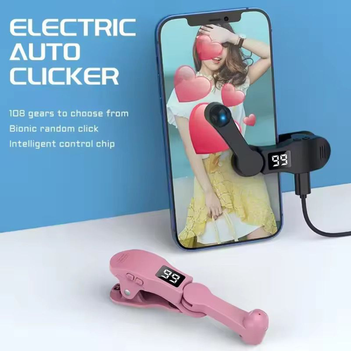 Auto Screen Clicker Finger Continuous Click Quick Click Mobile Phone Screen Tapper Suitable for Gaming Shopping Live Broadcasts Giving a Like in TikTok