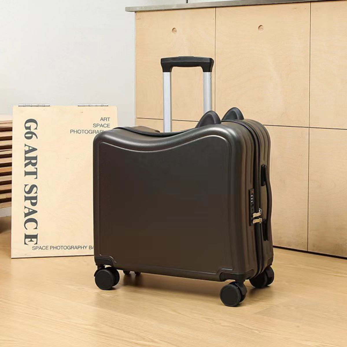 Kids Travel Trolley Suitcase, Ride-On Luggage with Cat Ears Design, Security Lock, Mute Wheels,