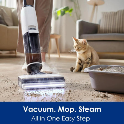 3-in-1 Vacuum Steam Mop Cleaner, 17000 Pa Suction, Dual-Sided Edge Cleaning, Self-Cleaning System, Wet/Dry Function