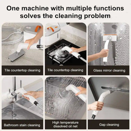 Multi-Function Steam Cleaner, 105°C High-Temperature, 2.6 Bar Pressure, with Brush Head and Glass Scraper for Home Appliances