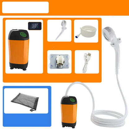 Portable Electric Camping Shower with Digital Temperature Display, USB Rechargeable Pump, Outdoor Shower Head for Hiking, Travel, Beach: Buy Online at Best Price in UAE - Amazon.ae