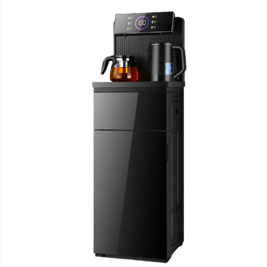 Smart Water Dispenser, Dual Water Outlet, Touch Screen Display, Remote Control with Voice Function, Heat Preservation, Rapid Heating, Two Water Bottles, Black