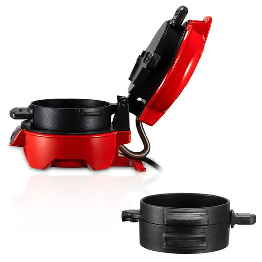 3-in-1 Electric Breakfast Sandwich Maker, Hamburger Grill Machine, Non-Stick Cooking Plates, Red and Black