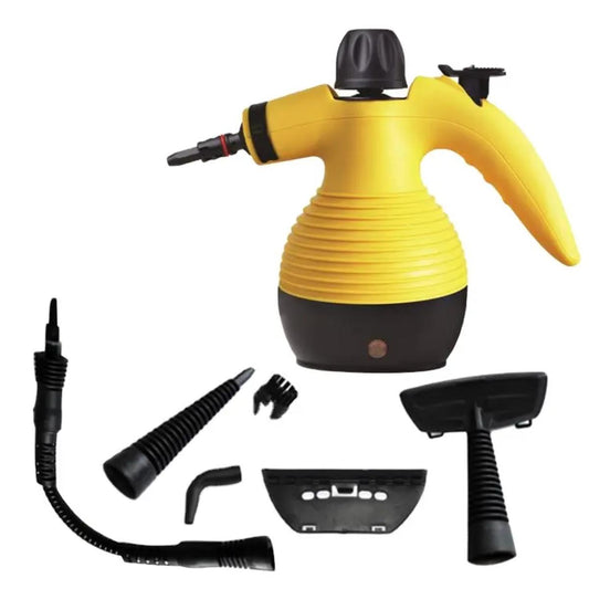 Multifunctional Handheld Steam Cleaner, 1000W, 250ml Tank, 105°C High Temperature, 3.2 BAR Pressure, 9-Piece Accessory Kit, Yellow/Black