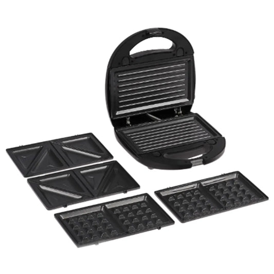 5-in-1 Sandwich Maker with Waffle and Grill Plates, 850W, Non-stick Coating, LED Indicator, Detachable Plates, 25 x 25 cm Cooking Surface