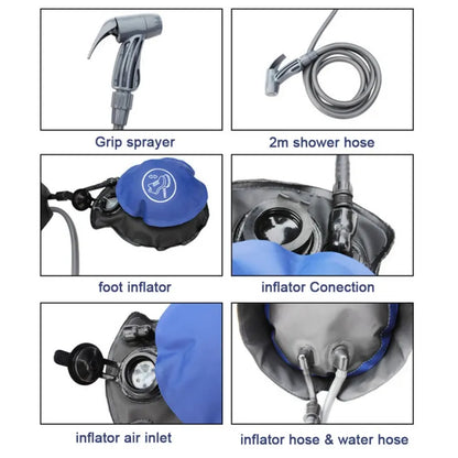 11L PVC Pressure Shower with Foot Pump Lightweight Outdoor Inflatable Shower Pressure Shower Water Bag For Outdoors Beach Camping Hiking Bathing