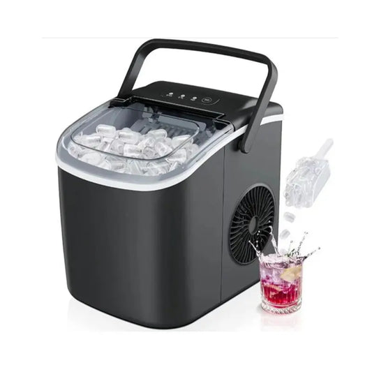 Countertop Ice Maker, Portable Nugget Ice Machine, 34Lbs/24H Production, 6 Minutes Quick Ice Making, Self-Cleaning, Black