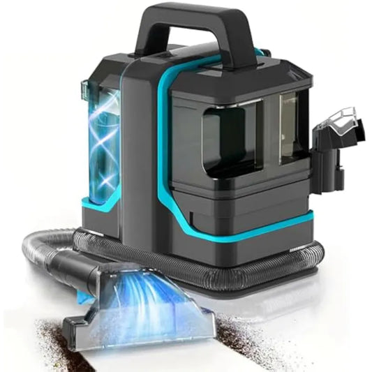 Portable Carpet and Upholstery Cleaner, 1.5L Capacity, Self-Cleaning Hose, Wet/Dry Vacuum, Grey/Turquoise