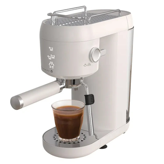 Manual Espresso Coffee Machine, 2-in-1 Thermo-block Heating System, Electric Cappuccino Maker, White