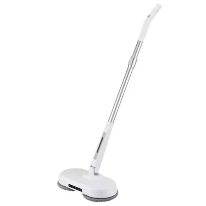Electric Spin Mop with Floor Scrubber, Cordless Rechargeable Power Mop, Automatic Cleaning Bucket, Water Sprayer, White