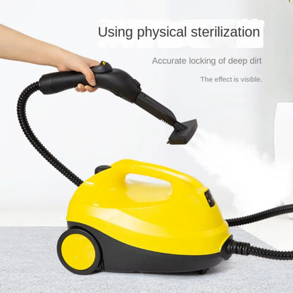 Multi-Purpose Steam Cleaner, 1000W, 250ml Tank, 40-Second Heat-Up, Chemical-Free Cleaning for Floors and Surfaces, Yellow and Black